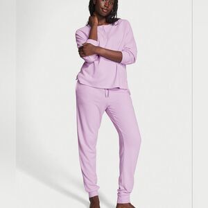 Victoria's Secret Lavender Glow Waffle Henley Jogger Pajama Set Size XXL